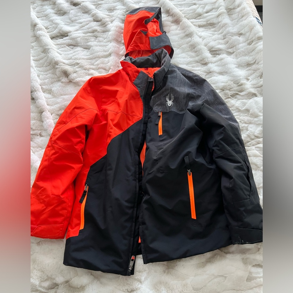 Spyder Impulse Insulated Ski Jacket (Boys' size 16). Volcano (red/orange/black)